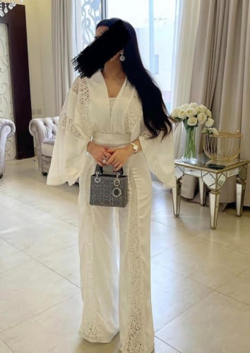 Eid Collection - Lujain White Classy Set