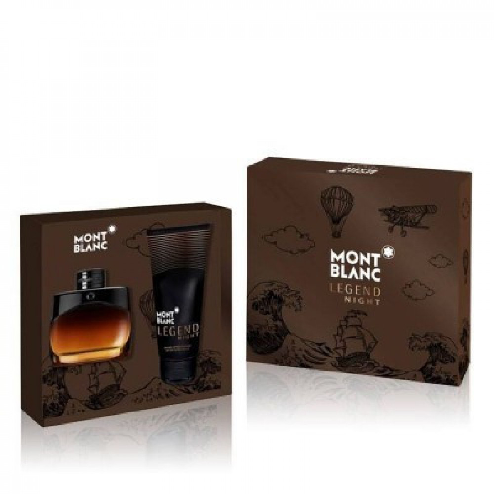 مونت بلانك ليجيند نايت مجموعة عطرية (أو دو تواليت 50 مل + مُرطب بعد الحلاقة 100 مل)