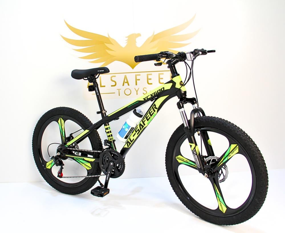 سيكل رياضي مقاس 24 إنش | دراجة هوائية بـ7 سرعات | دراجة جبلي رياضية مناسبة للطرق الوعرة والممهدة جنوط مراوح