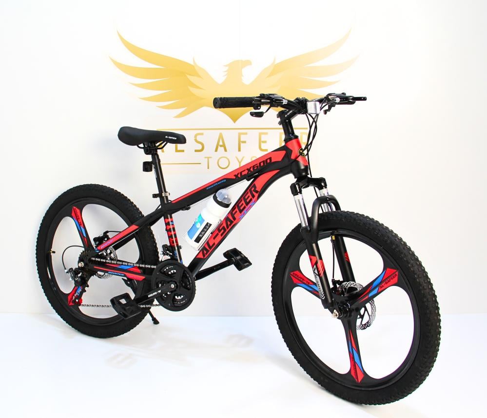 سيكل رياضي مقاس 24 إنش | دراجة هوائية بـ7 سرعات | دراجة جبلي رياضية مناسبة للطرق الوعرة والممهدة جنوط مراوح