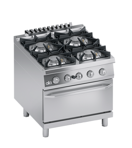 GAS RANGE 4 BURNERS + GAS OVEN 2/1 GN - SOLUTION L...