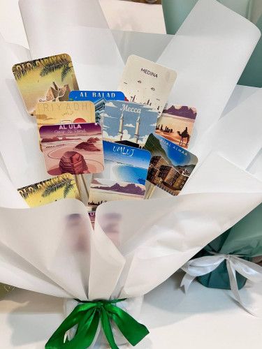 باقة توزيعات ثيم مدن المملكة مع شوكلاته