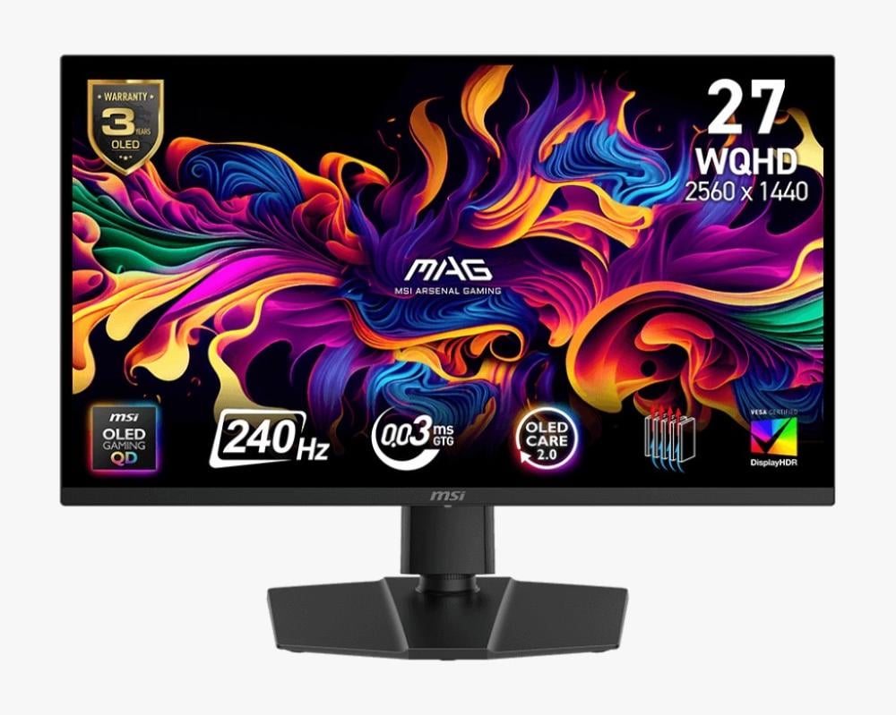 شاشات ألعاب MSI MAG 322URDF E16، شاشة IPS سريعة مقاس 32 بوصة، دقة 4K UHD بمعدل 160 هرتز، دقة FHD بمعدل 320 هرتز، زمن استجابة 0.5 مللي ثانية (GtG)، DisplayHDR 400، مزامنة متكيفة، لون أسود | 9S6-3DD89T-