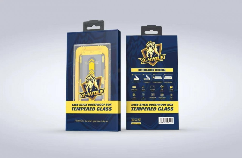 اكس وولف حماية شاشه اماميه زجاج سهلة التركيب للايفون