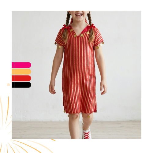 جلابية اطفال للرقص الشرقي قصيرة مع غطاء الراس