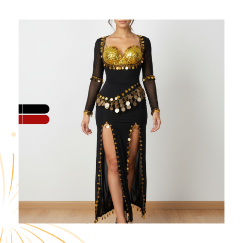 بدلة رقص صعيدي مصري راقية احمر واسود