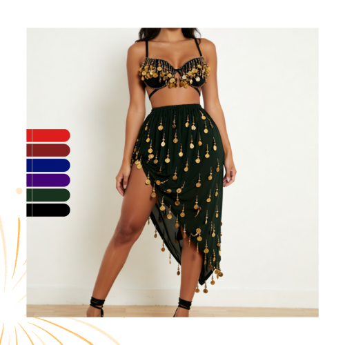 Luxurious and elegant navy blue Egyptian dance suit