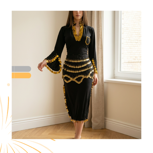 Dina El-Sherbiny's gold and silver belly dancing galabiya