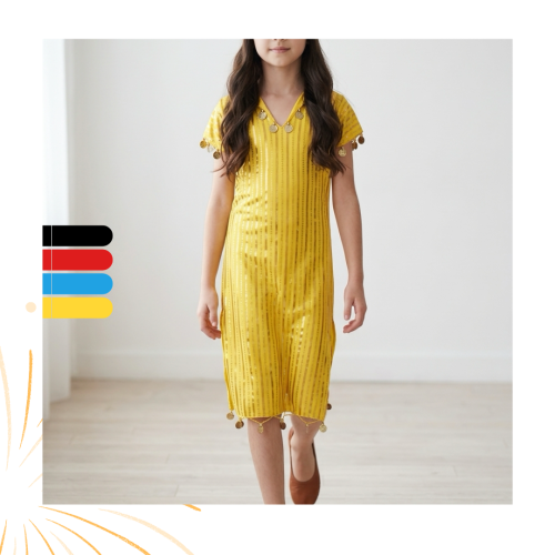 جلابية اطفال للرقص الشرقي قصيرة مع غطاء الراس