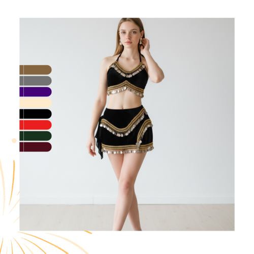 بدلة رقص شرقي قصيرة وفخمة متعددة الالوان