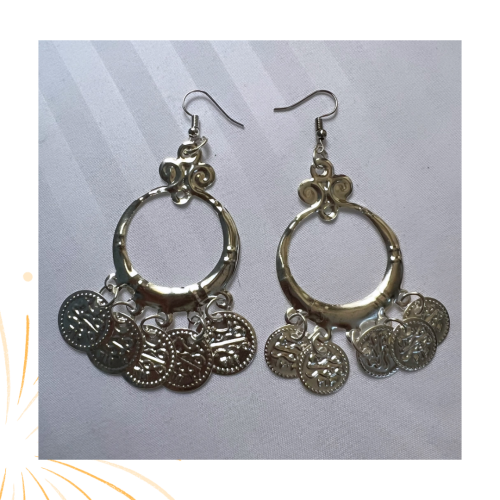 حلق اذن للرقص الشرقي فضي