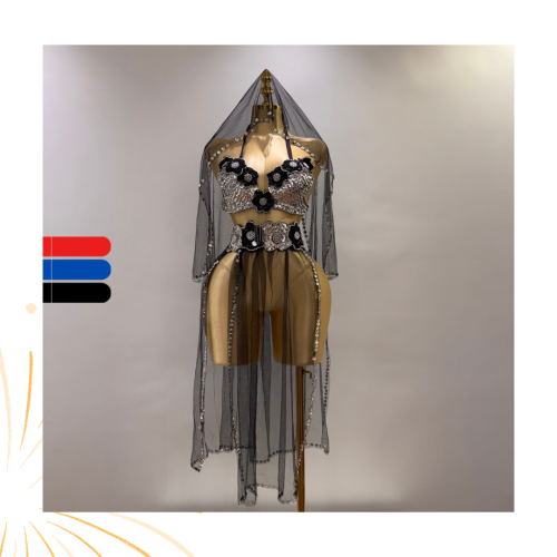 بدلة رقص مصري فخمة بثلاث قطع