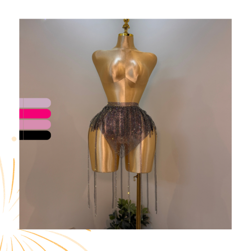 Elegant shiny Egyptian dance belt with long fringes