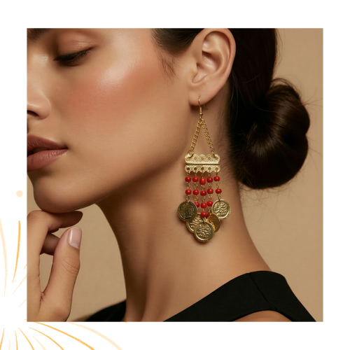 حلق اذن للرقص الشرقي ملون ذهبي