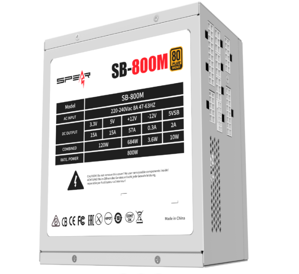 Spear PSU 800w +80 Bronze White | باور سبلاي 800 وات سبير ابيض
