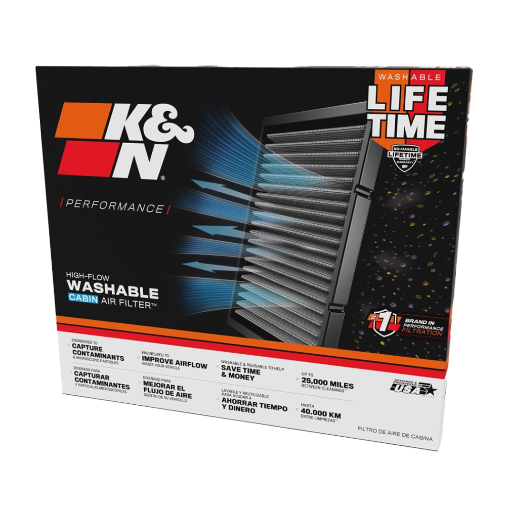 فلتر مكيف K&N  جمس سييرا ،شيفروليه سلفرادو 2025-2019 قابل للغسل – أصلي لتحسين جودة الهواء داخل السيارة