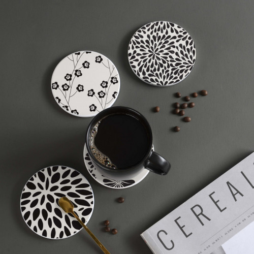LOWHA Set of 4 Ceramic Coasters printed with beaut...