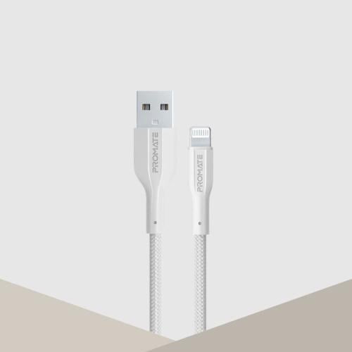 كيبل ايفون قماش ابيض من بروميت