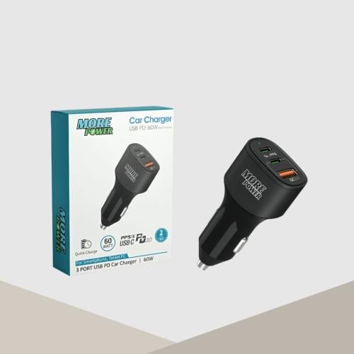 راس شحن سيارة 60 واط شحن فائق السرعه 3 منفذ شحن مور بور يدعم tybe-c