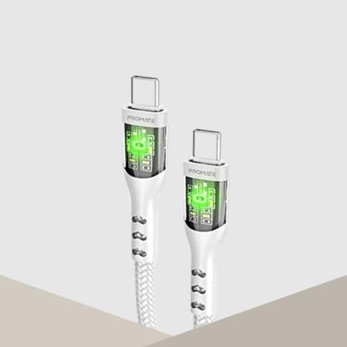 كيبل تايب سي ثنائي قماش ابيض من بروميت