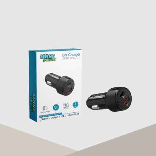 راس شحن سيارة 38 واط 2 منفذ مور بور يدعم tybe-c