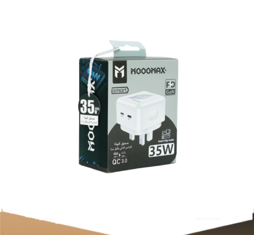 شاحن جداري 35 واط بمنفذين منفذ بي دي منفذ لاينج من موج ماكس