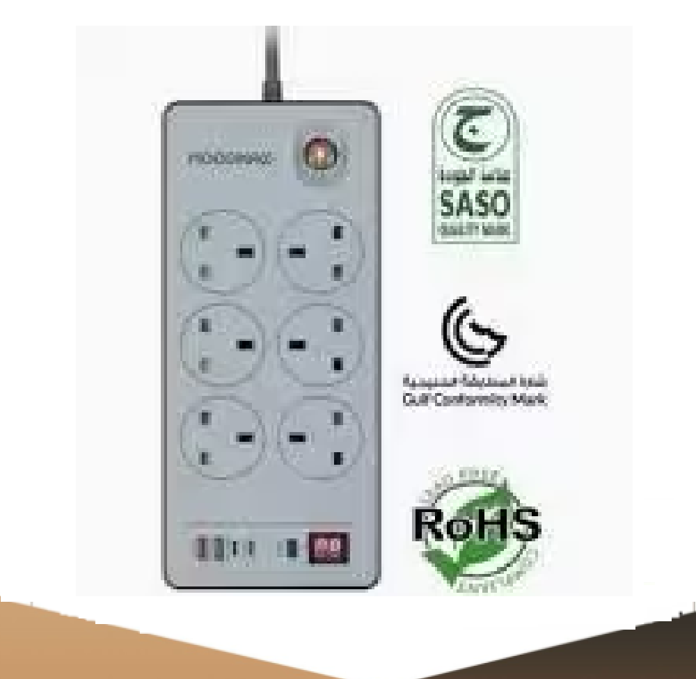 توصيلة 6 مخارج مع منفذين USB2 + 2PD بقوة 2290W من موج ماكس