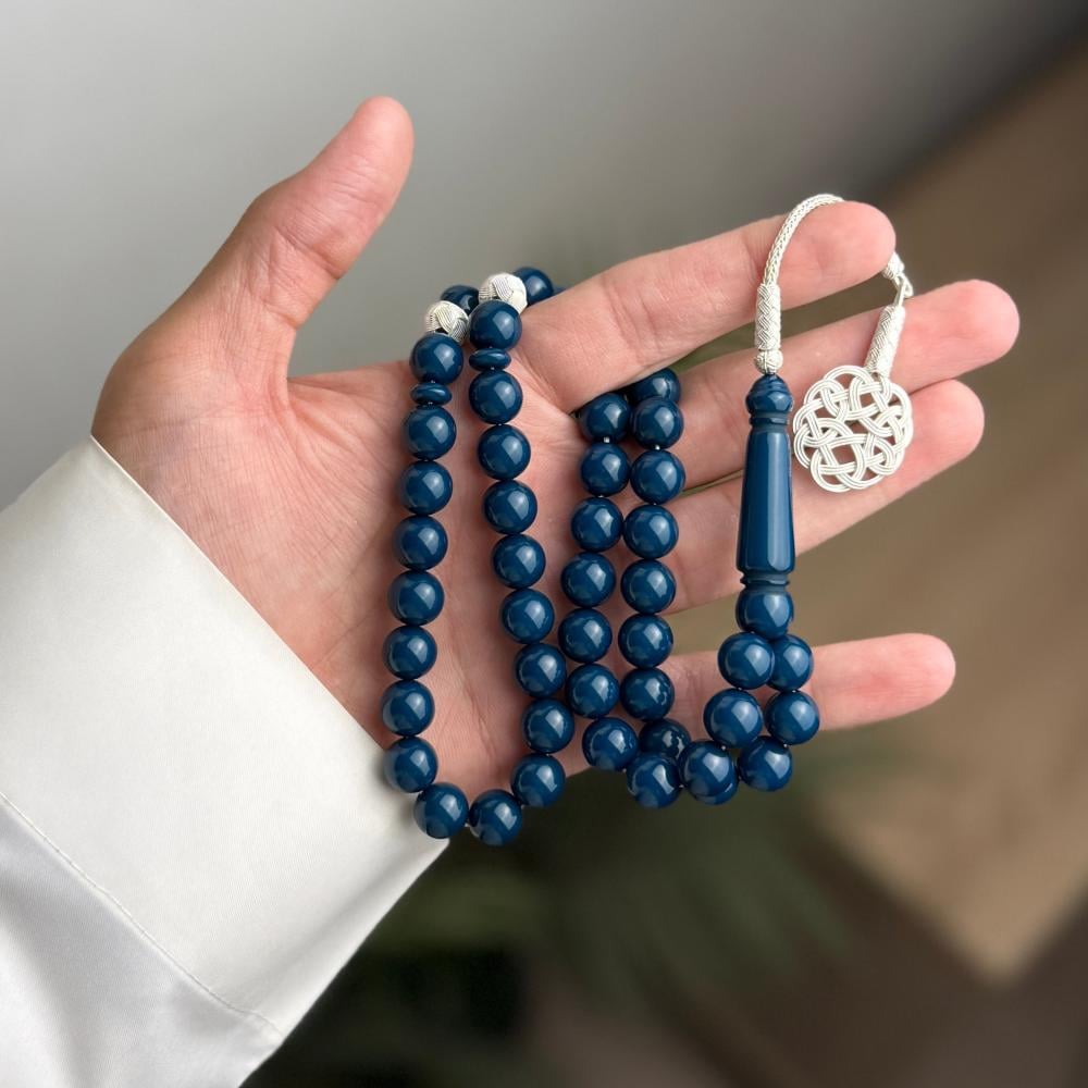 مسباح بكلايت ازرق صك (فضة)