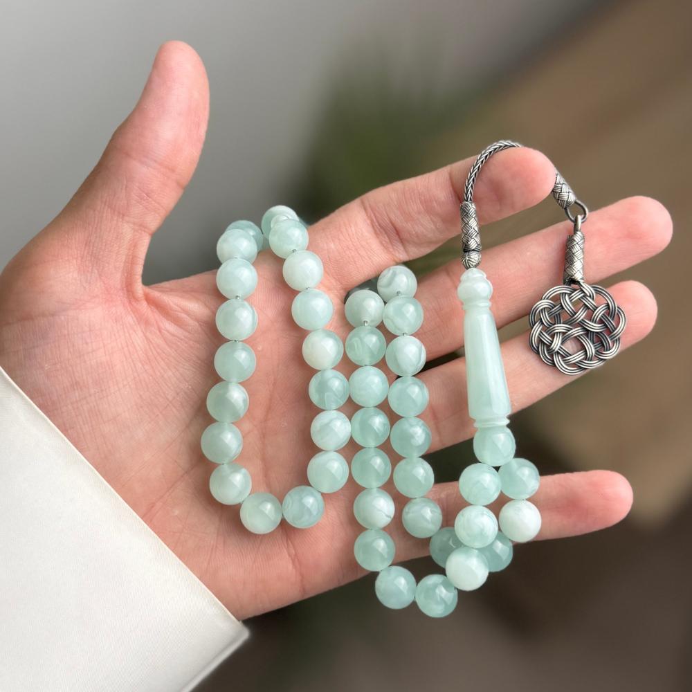 مسباح بكلايت سماوي مموج (فضة)