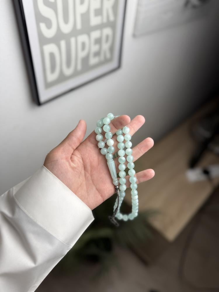 مسباح بكلايت سماوي مموج (فضة)