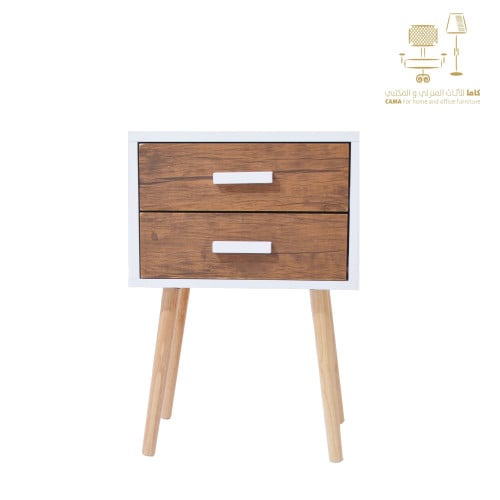 طاولة  2درج مفرد ابيض بنيC-17c053