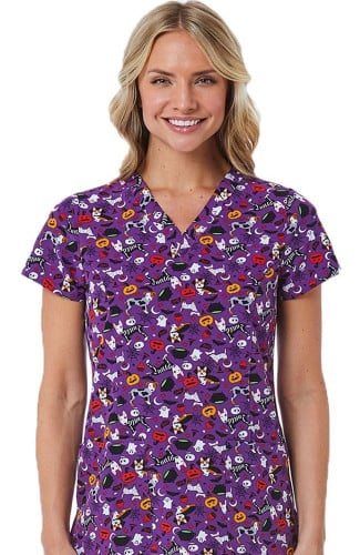 Maevn Women,s Costume Party Printed Scrub Top