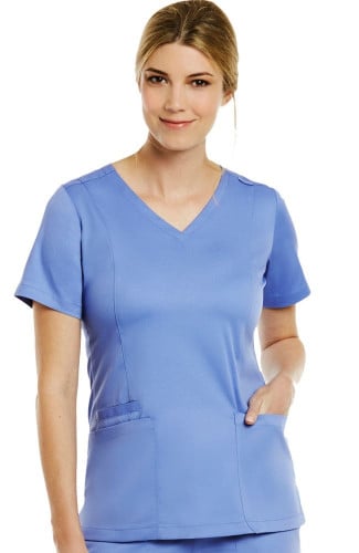 Matrix by Maevn Women's Double V-Neck Solid Scrub Top