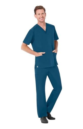 EON Men's COOLMAX V-Neck Mesh Panel Solid Scrub To...