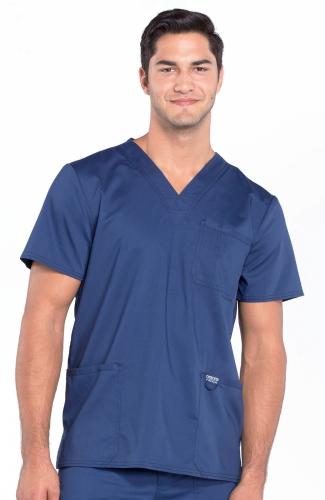 Revolution by Cherokee Workwear Men's V-Neck Utility Solid Scrub Top