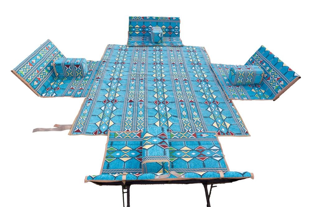 جلسة رحلات مكتملة, مبطنة أسفنج, مقاس 200×300سم,سماوي