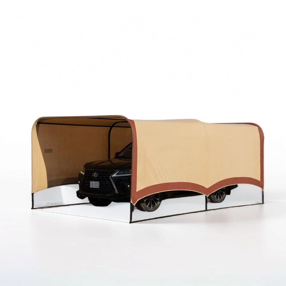 مظلة سيارات سهلة الفك والتركيب، كراج سيارات، بيج، مقاس 3.30×6 متر