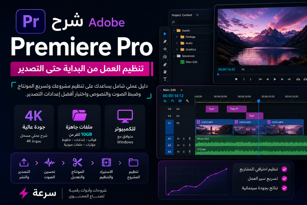 تنظيم العمل في Premiere Pro: من استيراد الملفات حتى التصدير