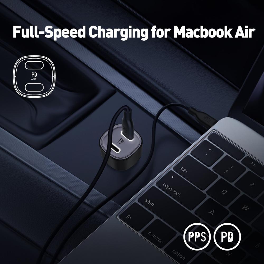 جودا - شاحن سيارة TUBE 45 PD بقوة 45W بمنفذين USB-C