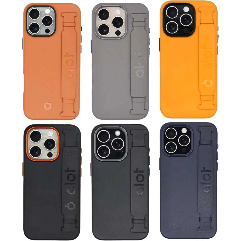 كفر  alot Nobel, جلد MagSafe بمسكة و إطار معدني للكاميرا لايفون 16 برو – جميع الألوان