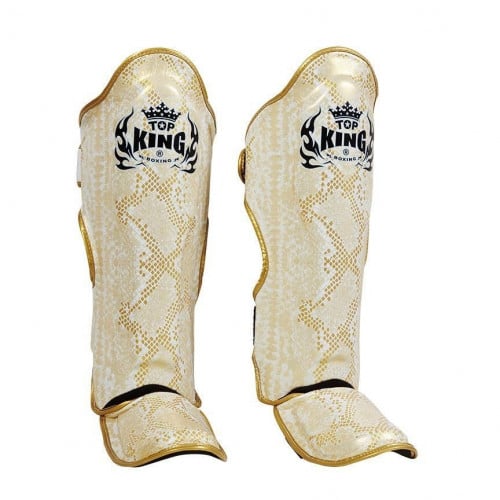 Top King Gold/White "Super Snake” Shin Guards