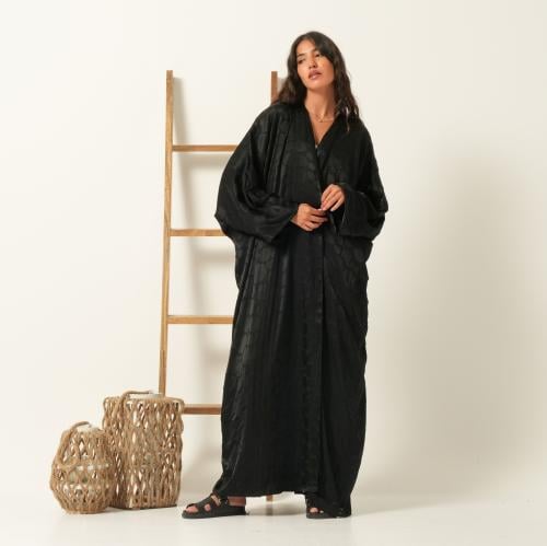Black Chiffon Bisht