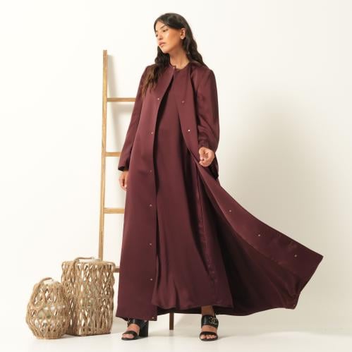Burgundy Silk Crepe Dress