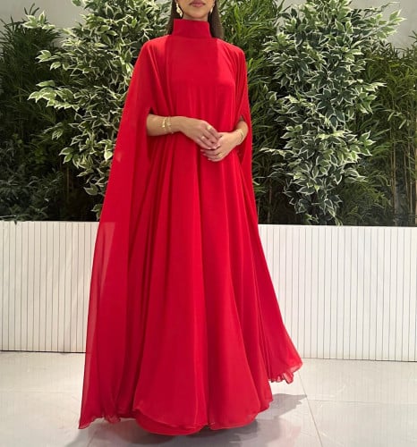 كريب احمر شيفون احمر