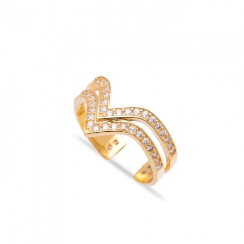 خاتم مثالي وابتكار فاخر مزين بالزيركون الأصلي ومطلي بالذهب -من مجموعة نفيس هدايا مجوهرات هدية نسائية فاخرة 2181