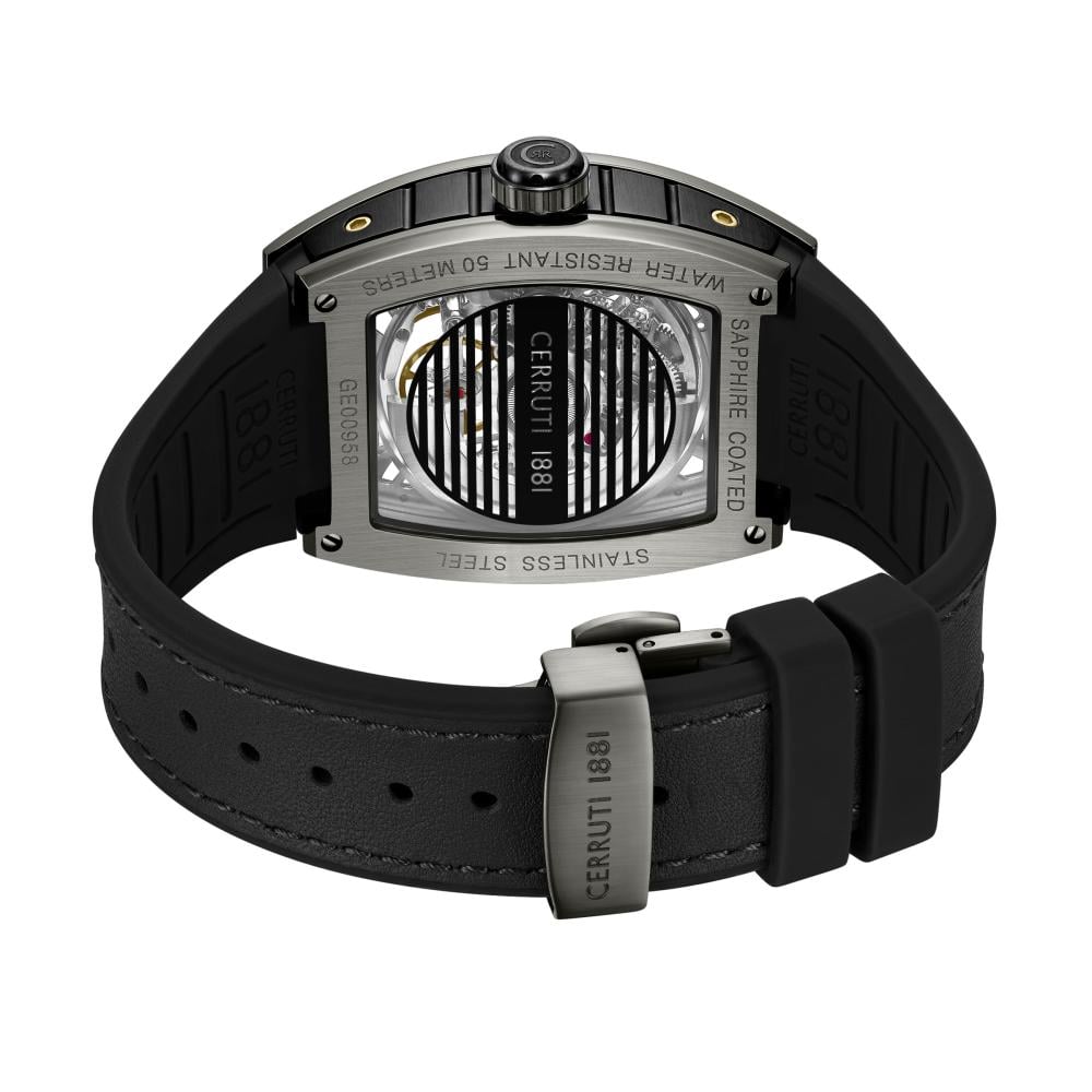 ✨CERRUTI 1881セルッティ本革製、 Cerruti 1881 Men's Skeleton Watch – Luxury Mechanical Design with