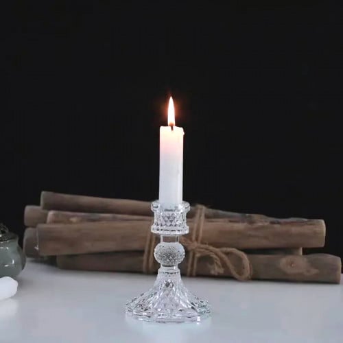شمعدان زجاجي، عصري وأنيق، 9 سم