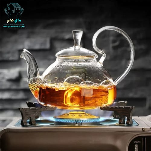 ابريق من زجاج البوروسيليكات الشفاف ضد الحرارة والن...
