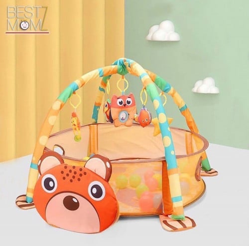 بساط وحوض كرات 3 في 1 شكل الدب