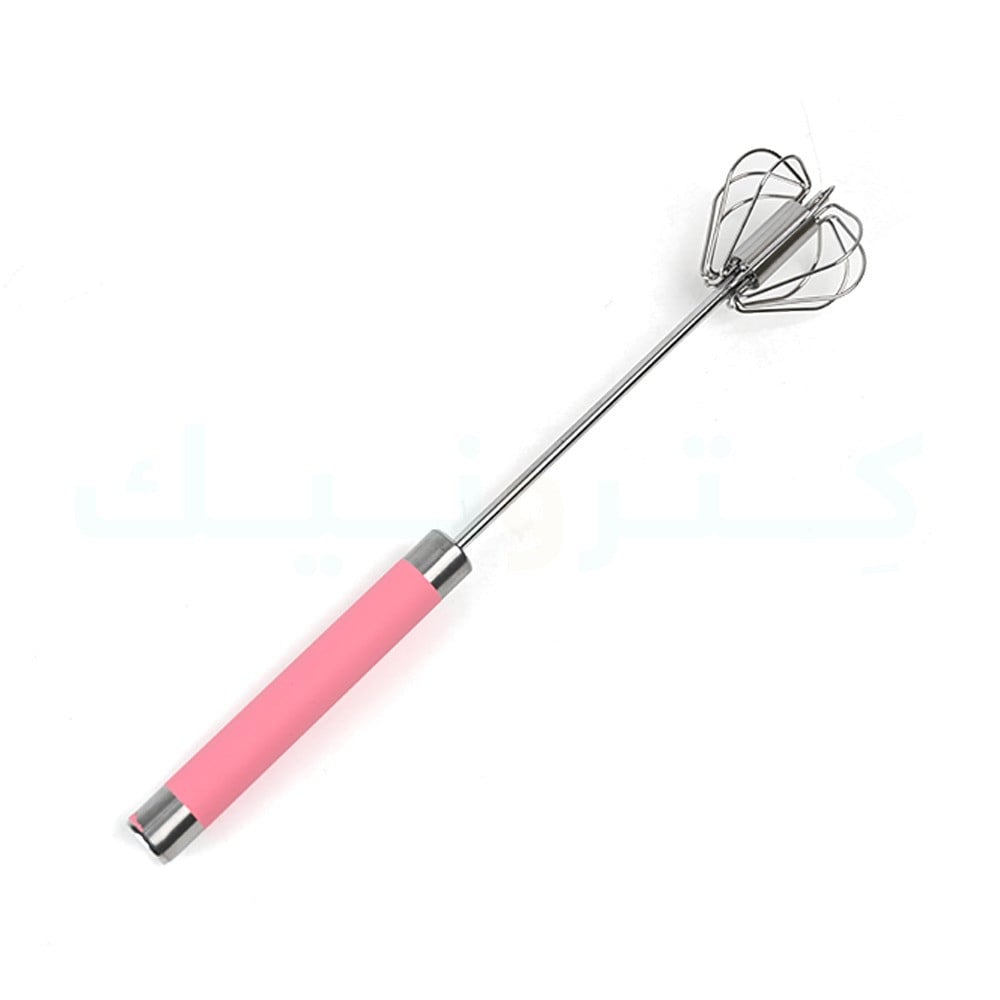 Kokovifyves Stainless Steel Whisk Hand Push Rotary Whisk Semi-Automatic Mixer Stirrer, Pink
